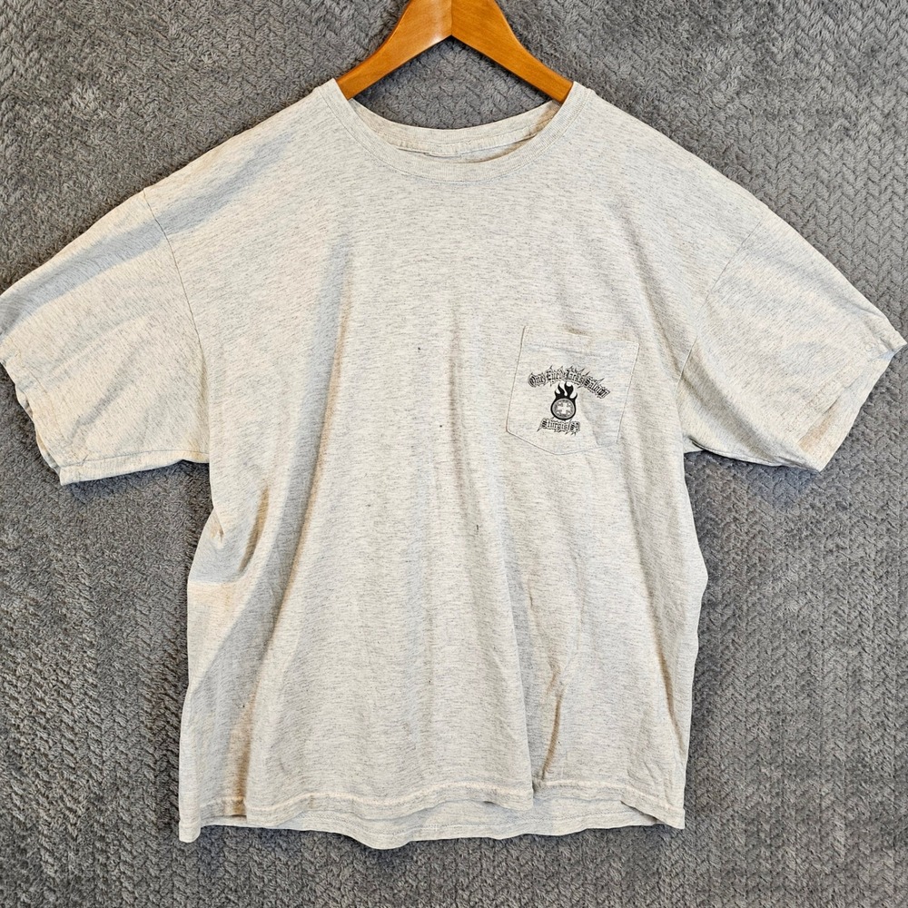 Vintage One Eyed Jacks Saloon Sturgis SD Biker Pocket T-Shirt Gray Mens XL
